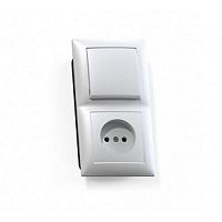 Блок Кунцево-Электро Селена 1-м розетка без зазем.+1-кл. выкл. (БКВР-408) белый  картинка